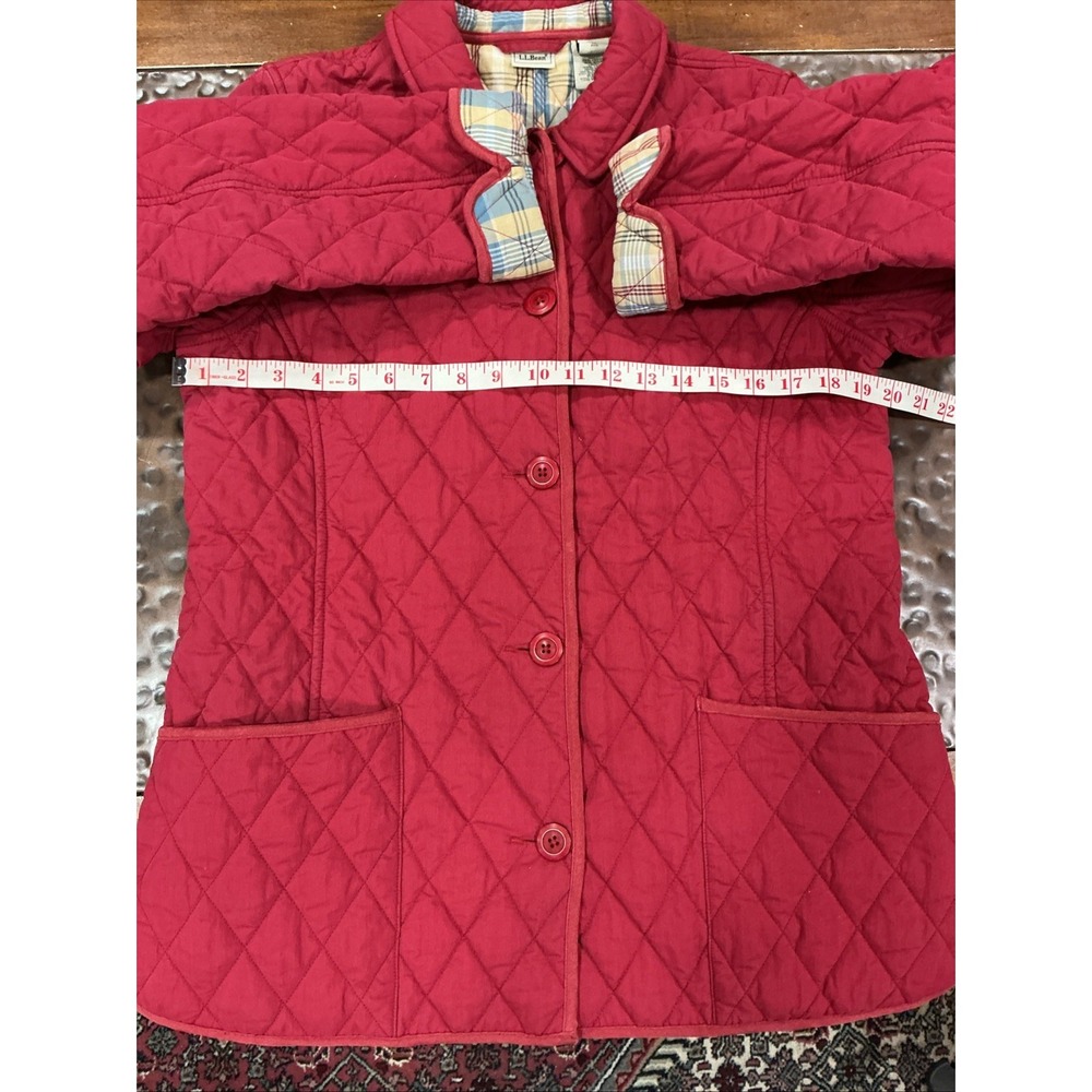 L.L. Bean Quilted Chore Coat, Red, Plaid Lining, Medium, Vintage, Insulated - Picture 14 of 15